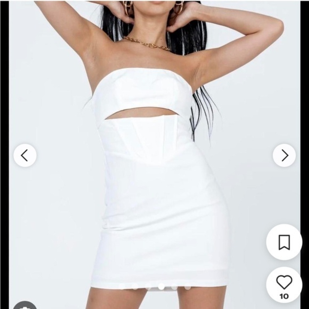 🎭🥑Princess Polly White Strapless Corset Mini Dress 4 | Cutout Y2K K-Pop Sorority